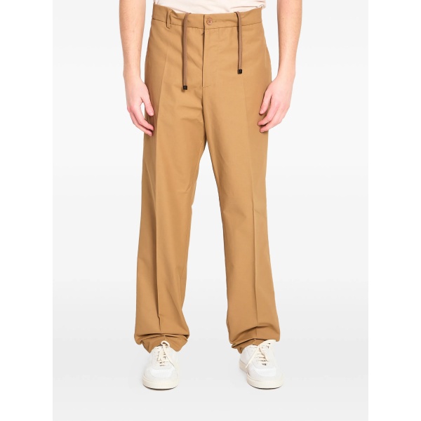 drawstring leather logo patch trousers
