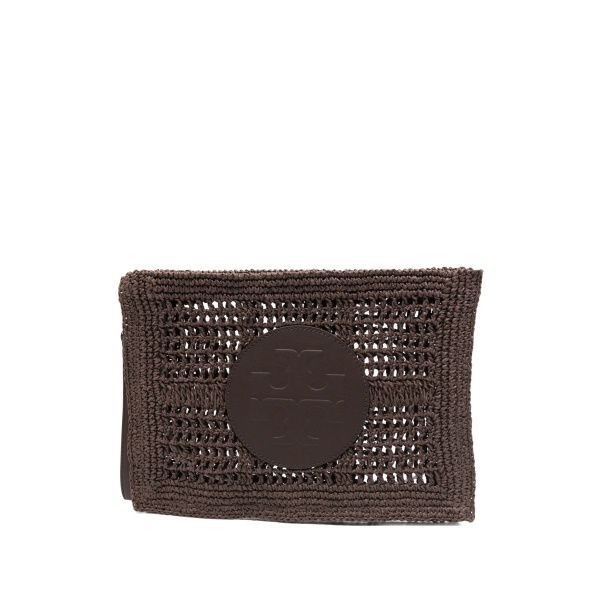 Ella hand-crocheted logo-detail clutch bag