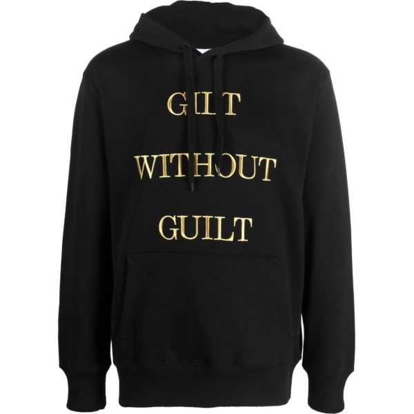 embroidered-slogan long-sleeve hoodie
