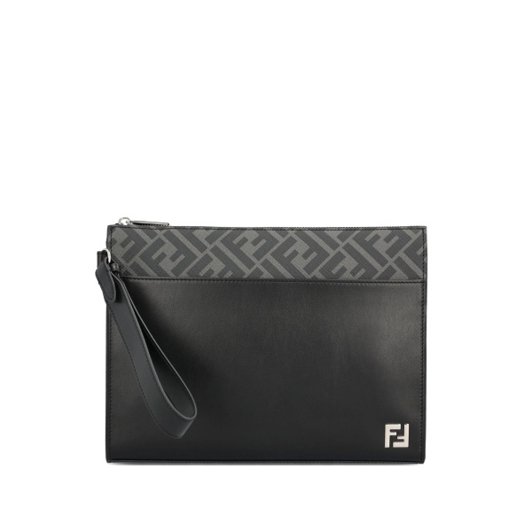 FF motif leather clutch