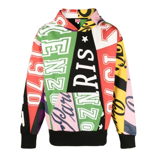 Flag-print cotton hoodie
