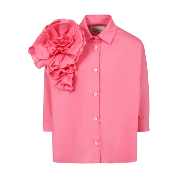 floral-appliqué shirt