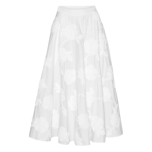 floral-embroidered midi skirt