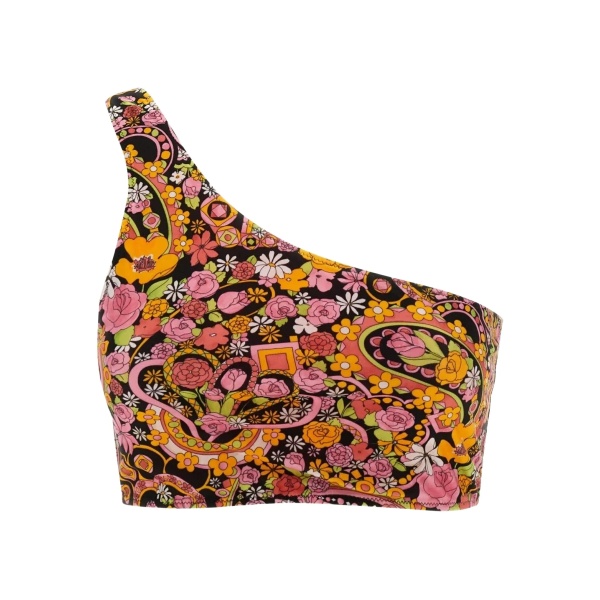 floral-pattern bikini top