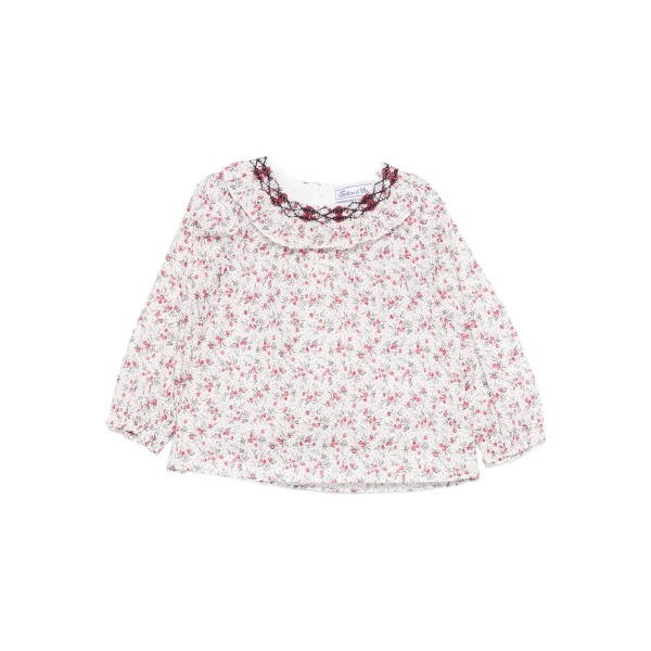 floral-print embroidered top