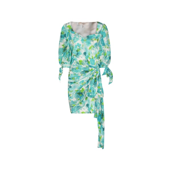 floral-print ruched midi dress
