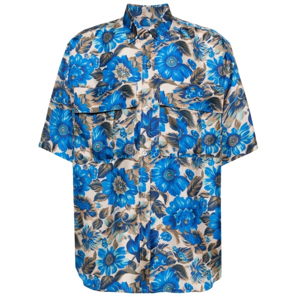 floral-print silk shirt