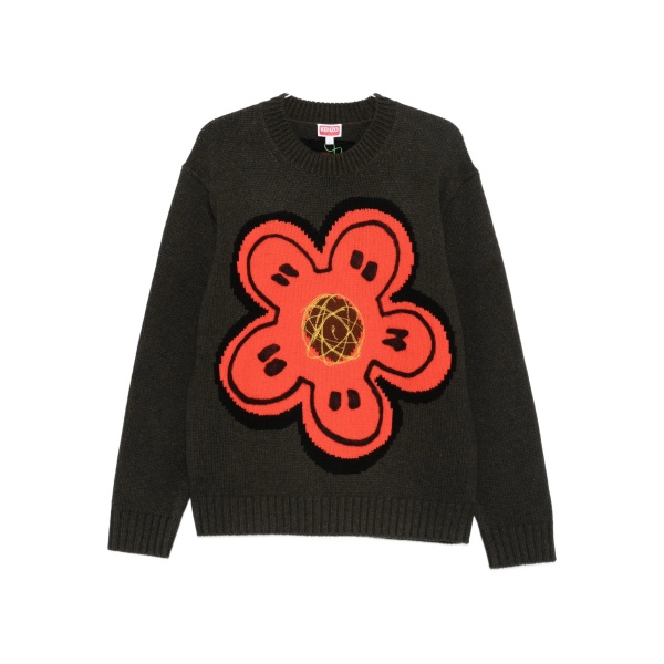 flower-embellishment crew-neck sweater