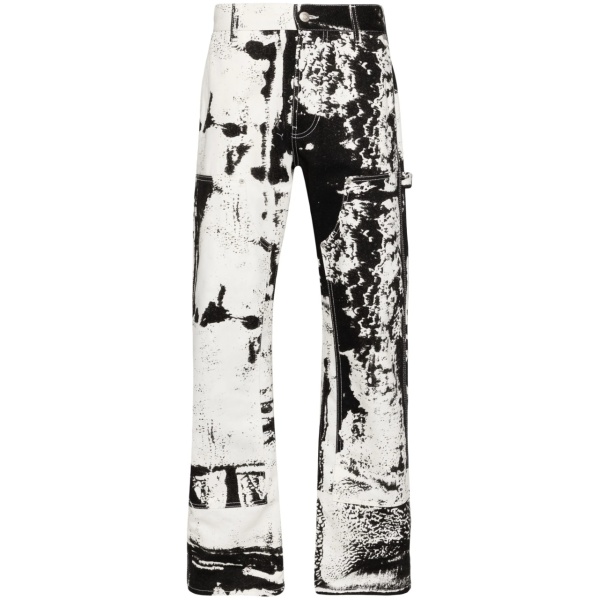 Fold-print cropped jeans