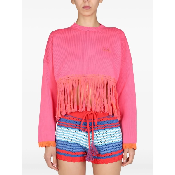 fringed long-sleeves sweater