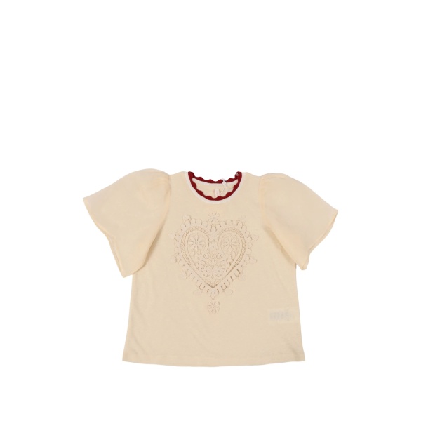 heart-embroidered T-shirt