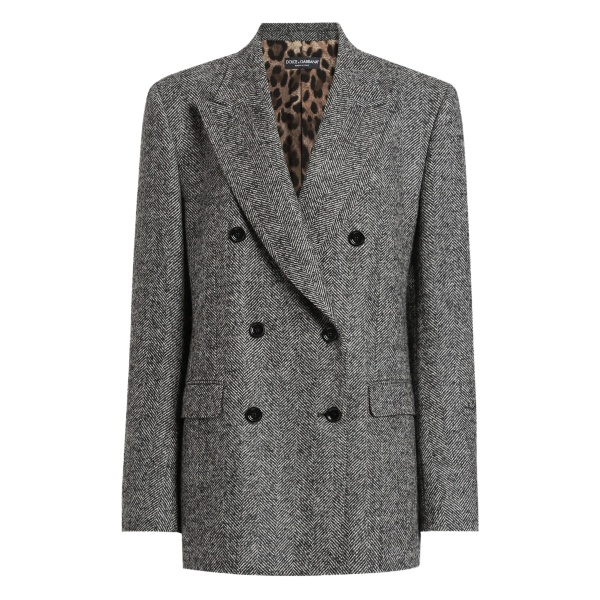 herringbone double-breasted jacket