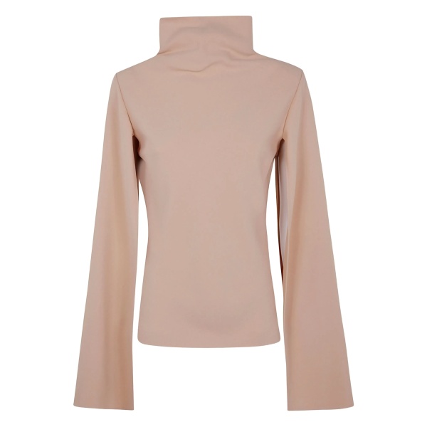 high-neck cape-sleeve top