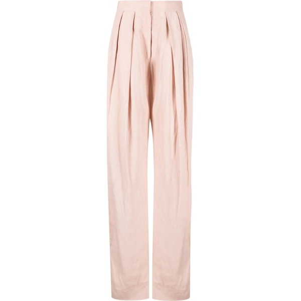 high-waisted pleated trousers