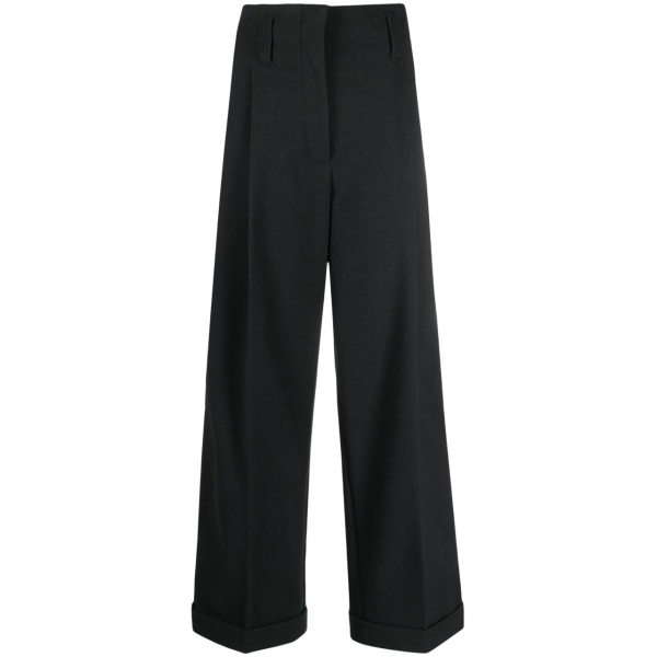 high-waisted pleated wide-leg trousers