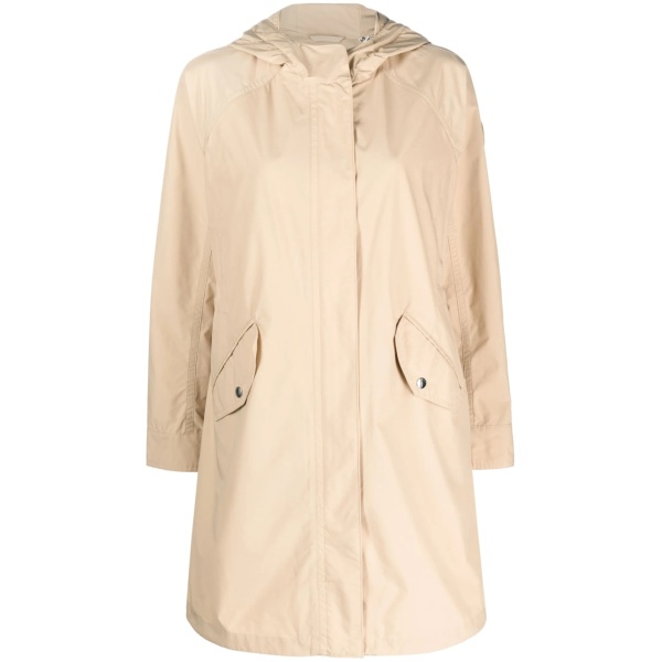 hooded mid-length coat