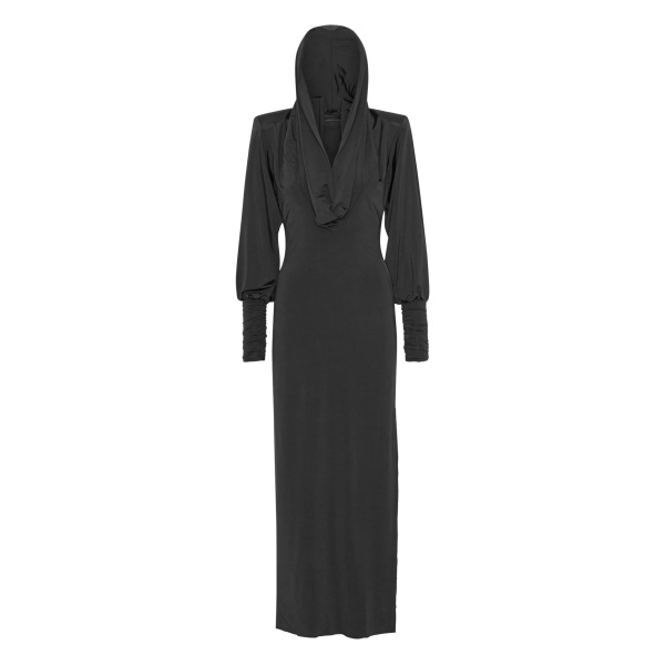 hooded slinky maxi dress