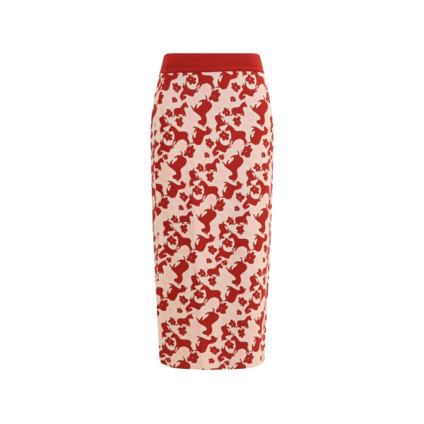 jacquard-knit-embellished midi skirt