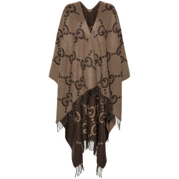 Jumbo GG-jacquard cashmere cape