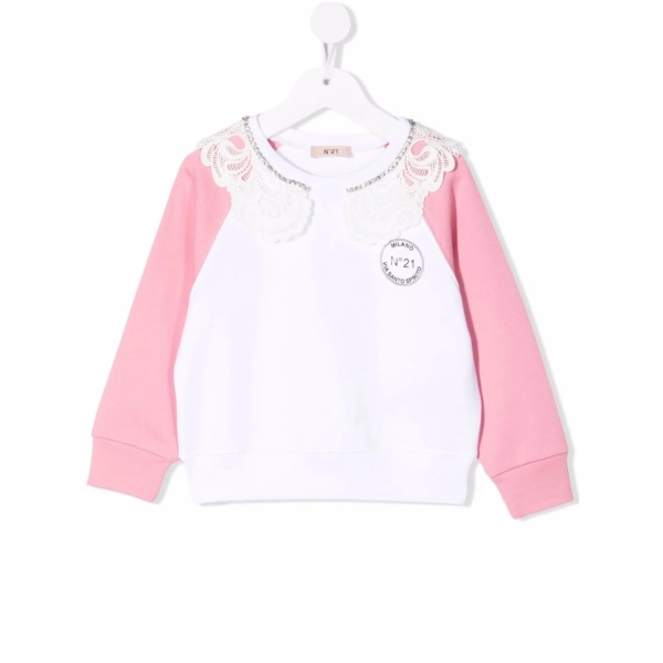 lace-trim sweatshirt
