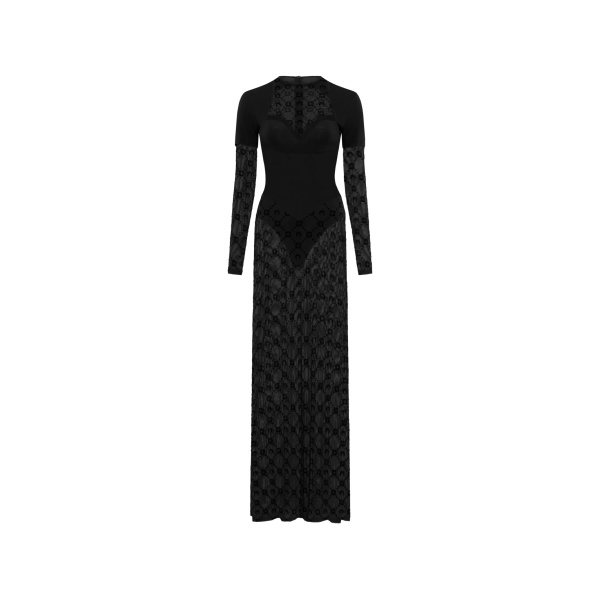 layered mesh flock dress