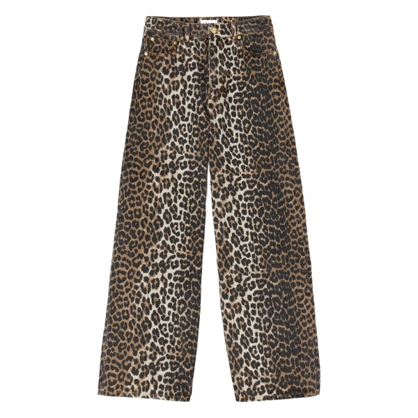 leopard-print denim