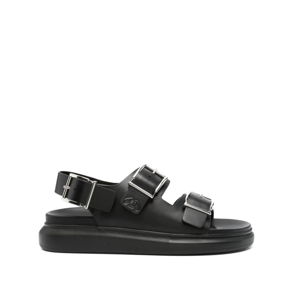 logo-debossed leather sandals
