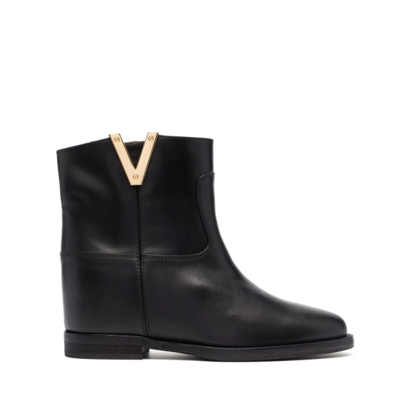 logo-detail leather ankle boots