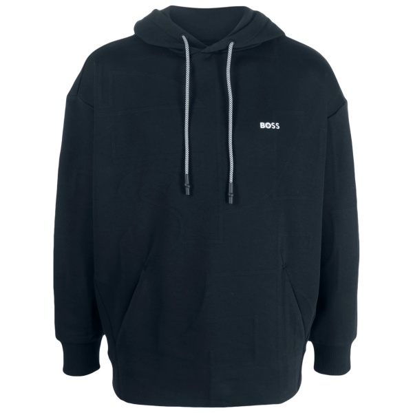 logo-embroidered drawstring hoodie