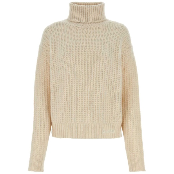 logo-embroidered knitted roll-neck jumper