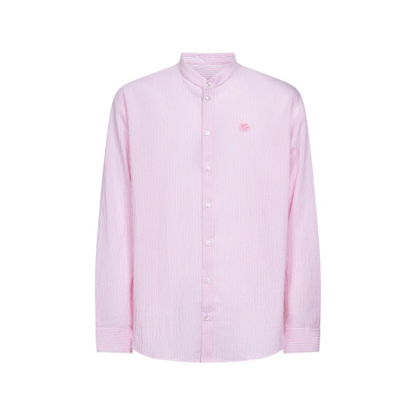 logo-embroidered striped-pattern shirt