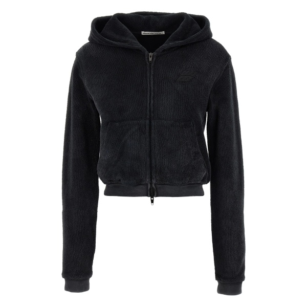 logo-embroidered zip-front hoodie