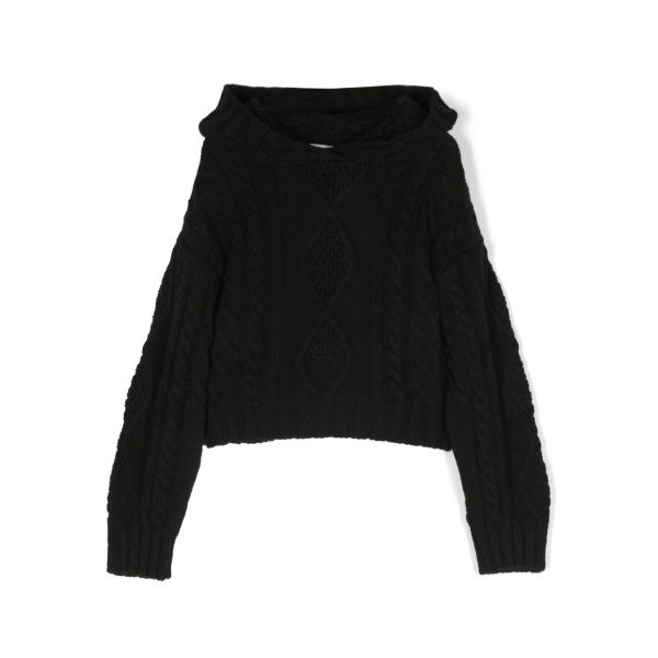 logo-patch cable-knit jumper