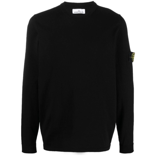 logo-patch crew neck jumper