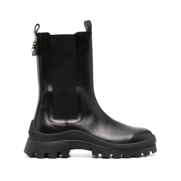 logo-plaque leather ankle boots