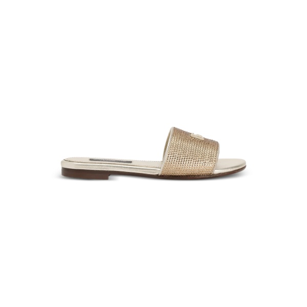 logo-plaque slip-on sandals