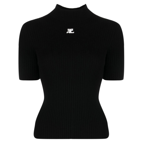 logo-print knitted top