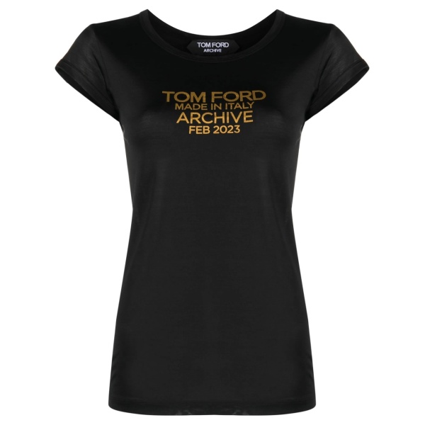 logo-print silk T-shirt
