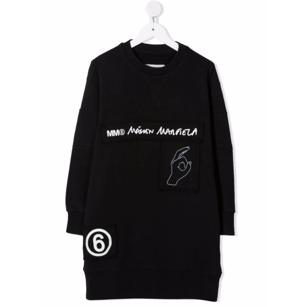 logo-tape midi sweater dress
