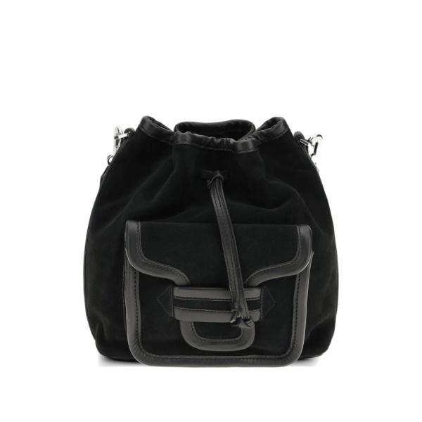 maxi Alpha Day drawstring flap leather bucket bag