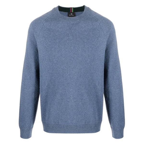 mélange-effect merino wool crew-neck jumper