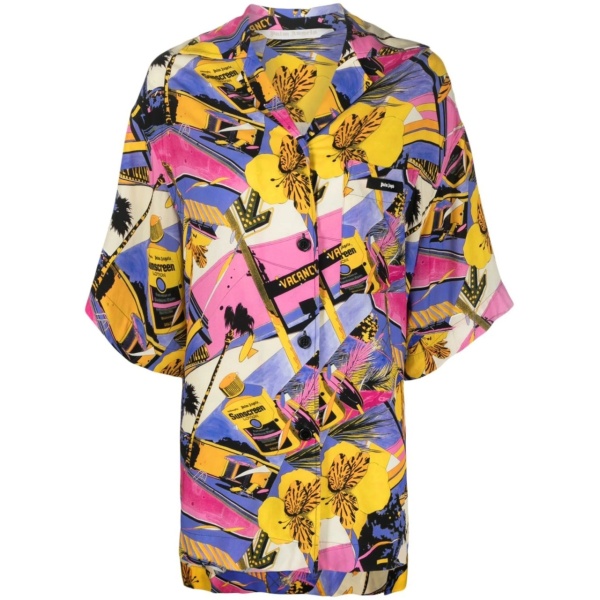 Miami graphic-print bowling shirt
