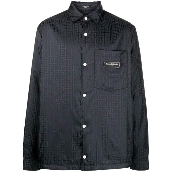 monogram-pattern logo-patch shirt