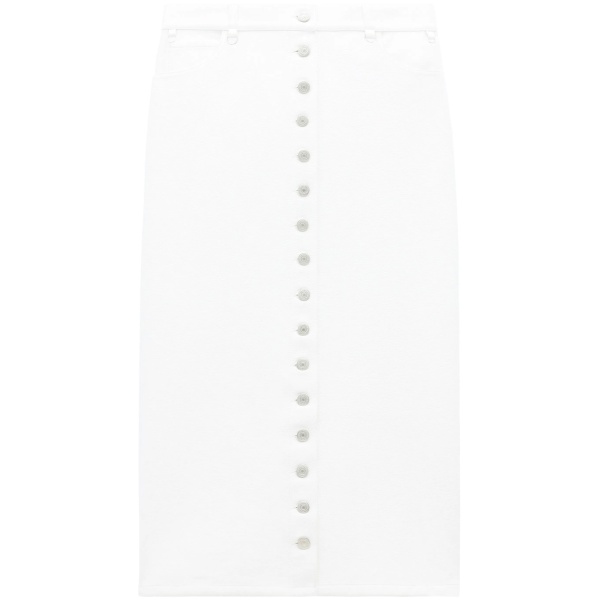 Multiflex patent-finish midi skirt