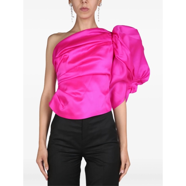 one-shoulder puff-sleeve top