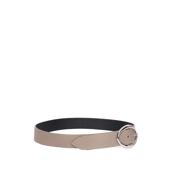 oval-buckle leather belt