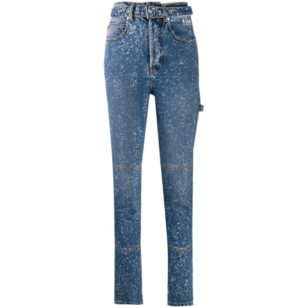 paint-splattered slim-fit jeans