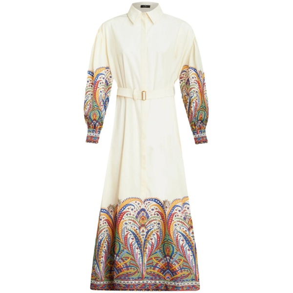 paisley-print cotton shirt dress
