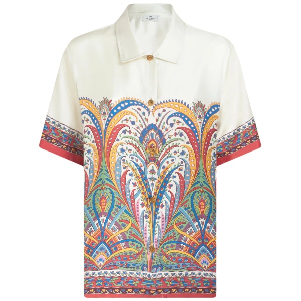 paisley-print silk-satin shirt