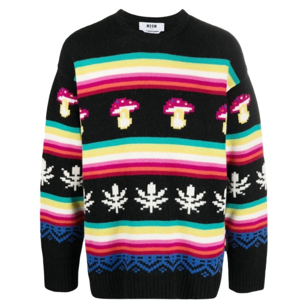 patterned jacquard crew-neck jumper